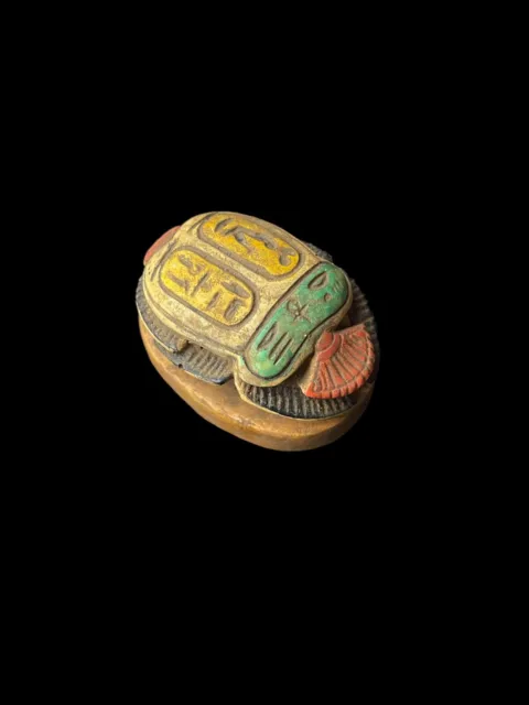 Ancient Egyptian Scarab Beetle from Stone , Symbol of Luck and Protection
