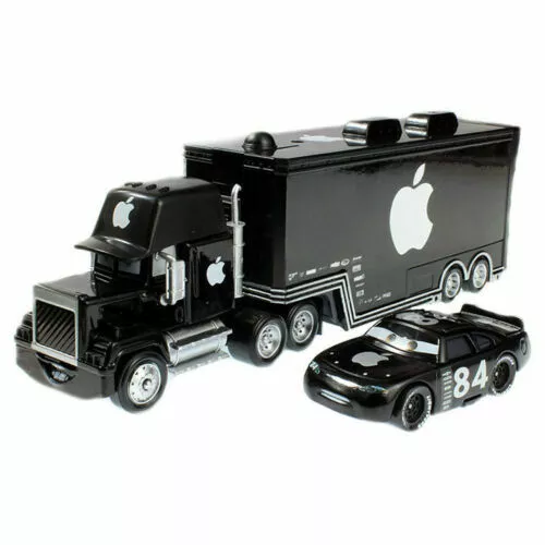 Disney Pixar Cars Black No.84 Apple Mack Truck & Car 1:55 Diecast Car Toys Loose
