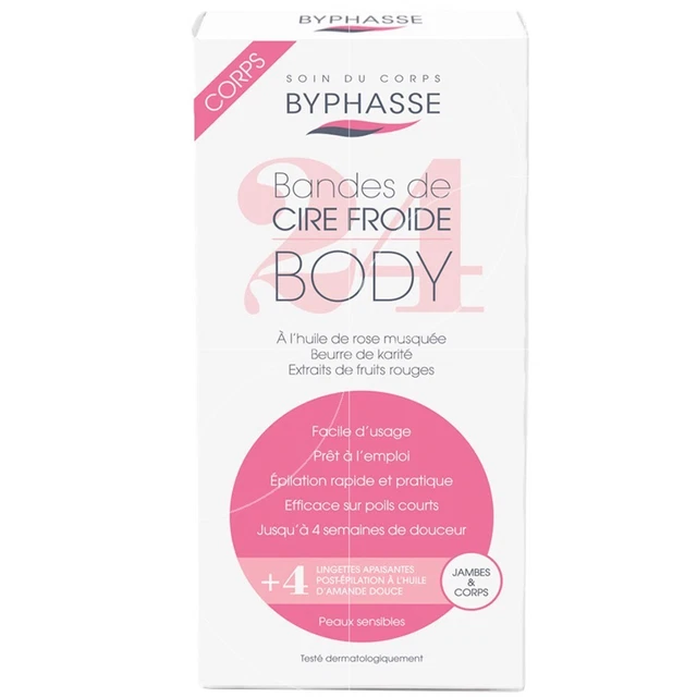 Byphasse - 24 Bandes de cire froide Jambes et corps Peaux sensi