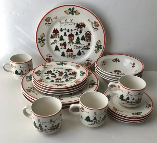 The Joy of Christmas Stoneware Dinner set 20 pieces Vajilla By Jamestown China