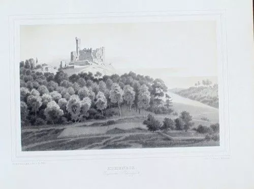 1840 - Burg Hohenegg Hoheneck Kaiserslaute Lithographie