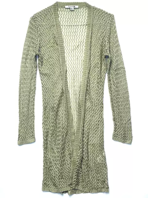 Forever 21 Women's Knit Beige Long Sleeve Open-Front Cardigan Sweater Size Large