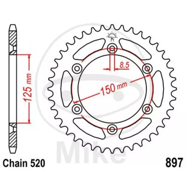 Corona Z44 520 Nera D.int. 125 727.69.18 Per Ktm 350 Egs 4T 1993-1994