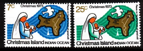 1973 Christmas Island Christmas MUH Complete Set