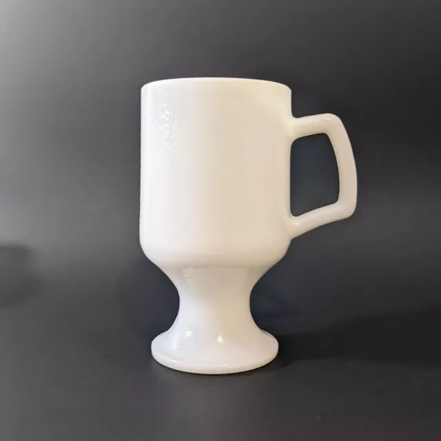 Vintage Hazel Atlas Textured Milk Glass Pedestal Mug Coffee Cup