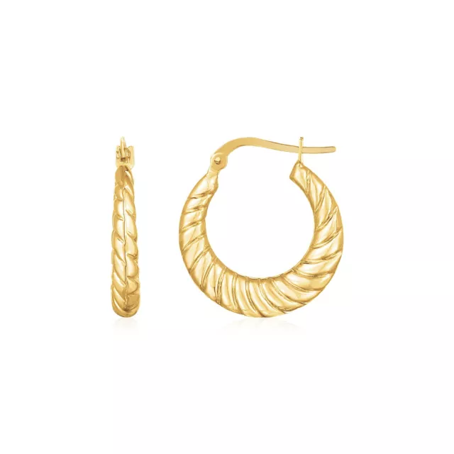 14K Yellow Gold Polished Twisted Cable Graduated Hoops