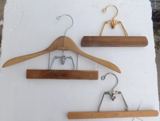 Vintage Wooden Hangers Lot- Suit Coat Pant Skirt (2) Setwell (1) Genuine Walnut