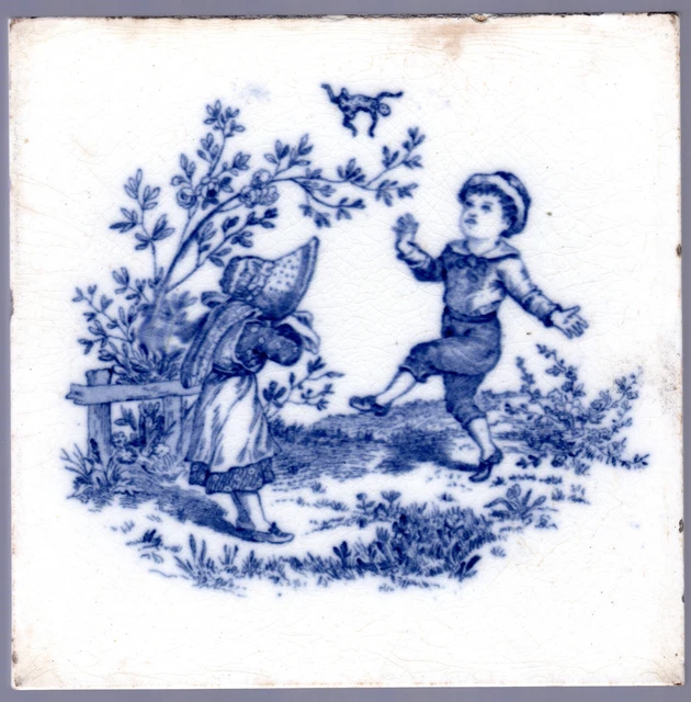 Wedgwood - c1880 - "Bad Boy" - Children' Games Series - Victorian Antique Tile