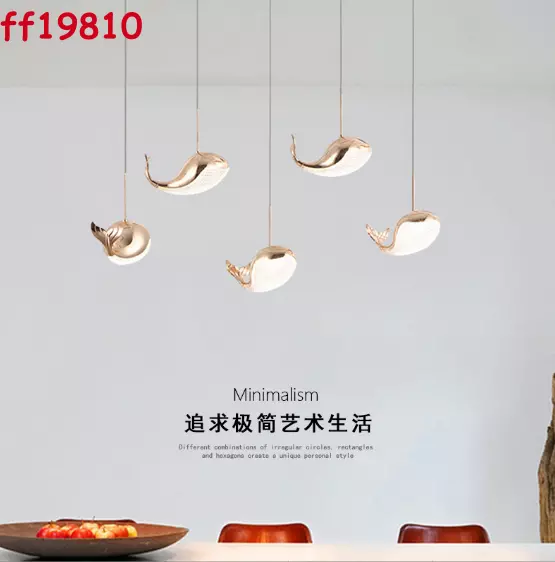 Creative Fish Whale Chandelier Villa Staircase Light Hanging Dining Room Kitchen