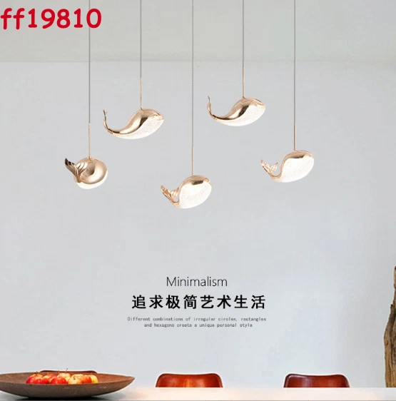 Creative Fish Whale Chandelier Villa Staircase Light Hanging Dining Room Kitchen