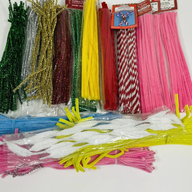 Lote vintage limpiador de tuberías de oruga artesanal colores mixtos tallo de aluminio protuberancia caña de caramelo