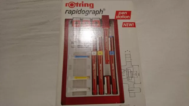 Rapidograph Pen Station von rotring, 4 Tuschefüller