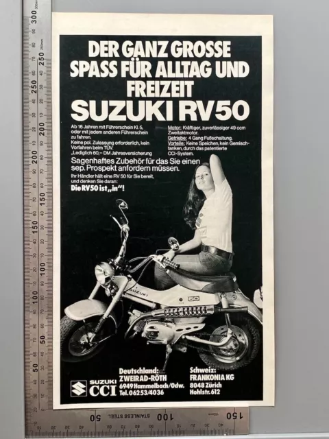 Suzuki RV50 RV 50 Mokick Oldtimer Original Vintage Werbung 1974 Advert Reklame