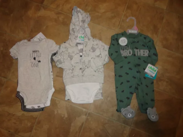 7pc Baby Boys Child Of Mine Lot Outfit/Sleep & Play Sleepers Size 0-3 Months NWT