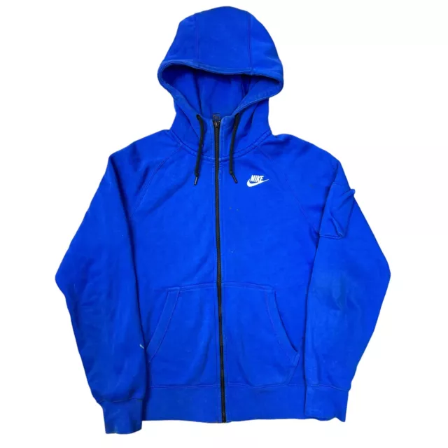 Nike AW77 Blue Hoodie Full Zip Hooded Sports Blue Sweatshirt Mens Medium