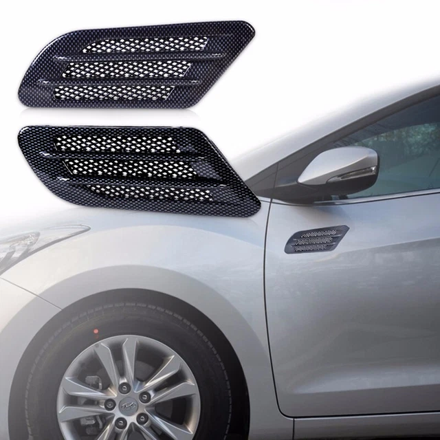 2X Front Fender Car Air Flow Vent Intake Scoop Grille Gill Sticker Carbon Fiber