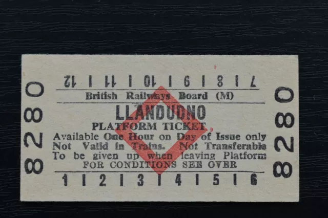 British Railways Board (m) LLANDUDNO Platform Ticket No.8280 - JAN 80