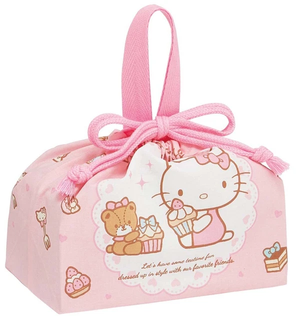 Skater Children's Lunch Drawstring Bag Hello Kitty Sweets Made in Japan KB7-A