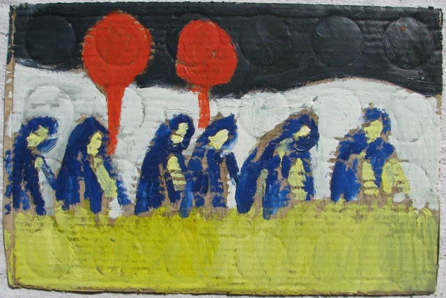 Davide Baroggi (Locarno 1974) Neue Wilde expressionism PROCESSIONE cm 27x40 2002
