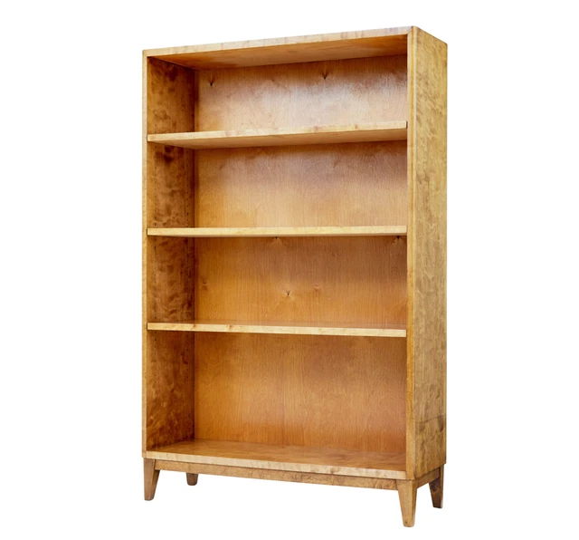 Mid Century Swedish Birch Open Bookcase