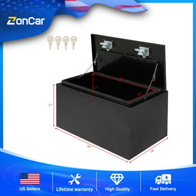 30" Heavy Duty Tool Box Truck Underbody Storage Black Aluminum ATV/RV/Trailer US