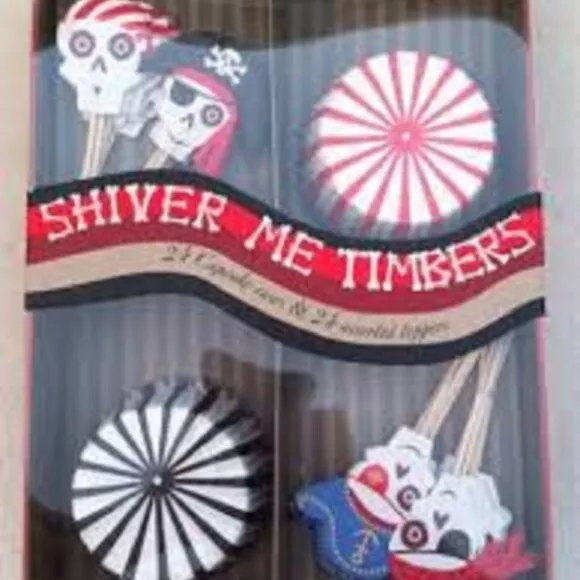 Meri Meri Shiver Me Timbers Pirates Cupcake Kits - 24 Cases and 24 Asst Toppers