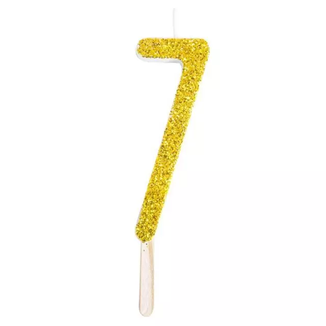 Birthday Cake Candles PME Gold Glitter Number Numeral 7 Party Celebration Topper