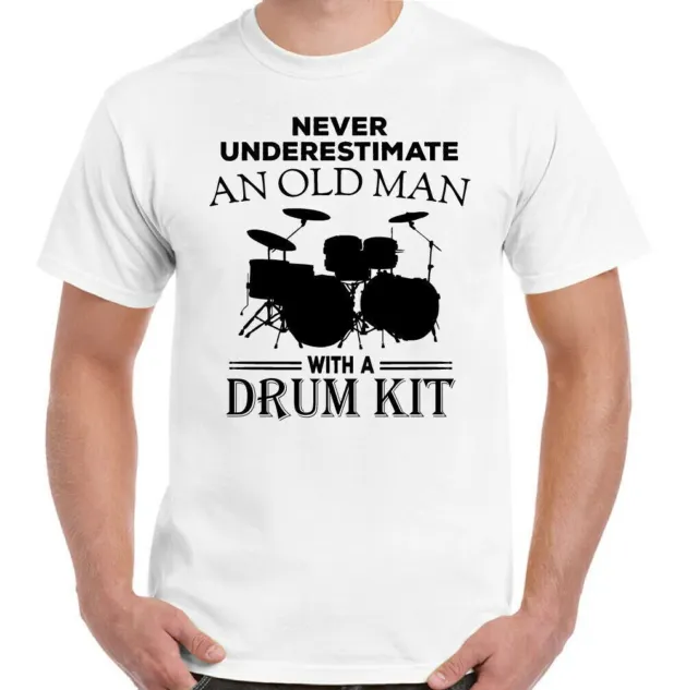 T-shirt batteria Never Underestimate An Old Man batteria kit uomo divertente batterista top 12
