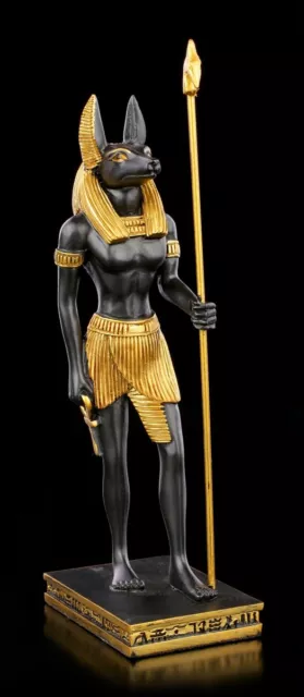 Ägyptische Figur - Anubis mit Was-Zepter - Fantasy Ägypten Gottheit Deko Statue