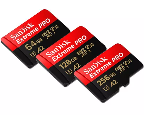 LOT SANDISK EXTREME Pro A2 200 Mo 256 Go 128 Go 64 Go 32 Go micro SD SDHC  SDXC C10 4K EUR 10,41 - PicClick FR