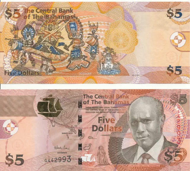 Bahamas - 5 Dollars 2013 UNC - Pick 72A