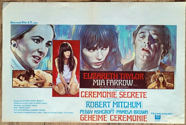 belgian poster SECRET CEREMONY, ELIZABETH TAYLOR, MIA FARROW, ROBERT MITCHUM