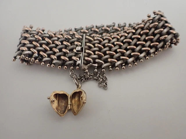 Bracelet Ancien En Argent Sterling Avec Pierre Rouge - Bijou Vintage - Réf. 9-39/A20 - Occasion