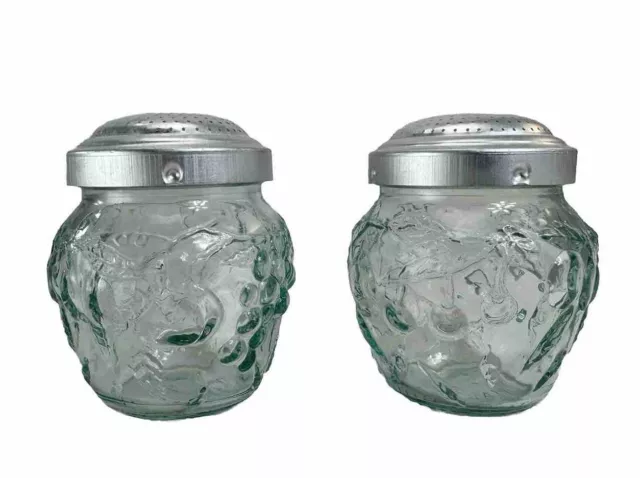 Vetreria Etrusca Mod Dep AVE2 Green Glass Set 2 Parmesan/Cheese Shaker Italy