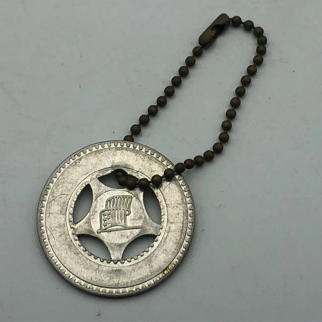 Vtg Good Luck Shamrock 4 Leaf Clover American Flag Star FOB Keychain Token T9