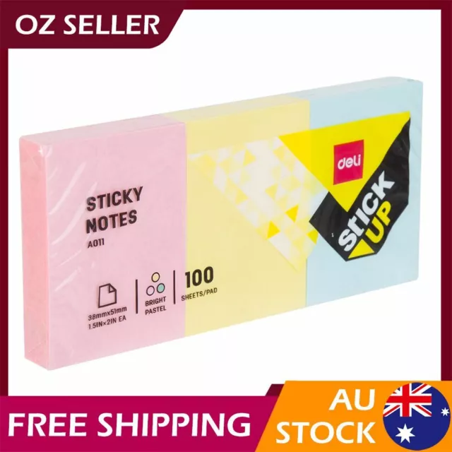3x Deli Removable Sticky Notes Index Tabs Stickers Page Markers Message Memo AU