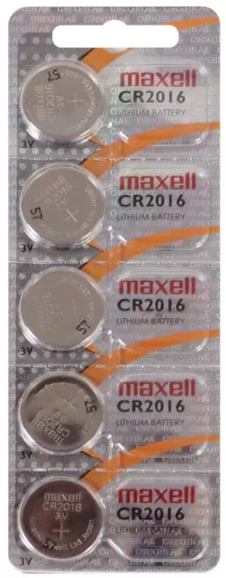 5 x Maxell CR2016 / CR 2016 Lithium 3 Volt Knopfzelle Blister Batterien