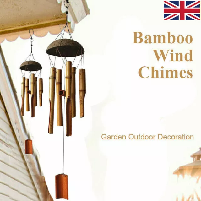 WIND CHIME Bamboo & Coconut XLARGE Windchime CHUNKY Hanging Garden Decoration