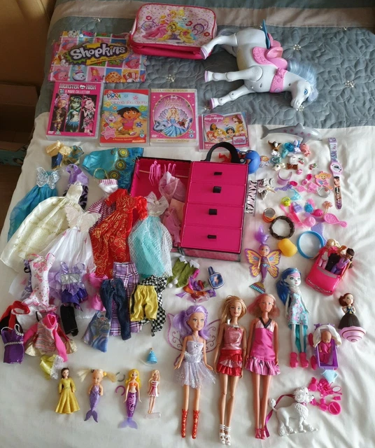 BIG GIRLS TOY Bundle Barbie Clothes DVDs Wardrobe Disney Shopkins