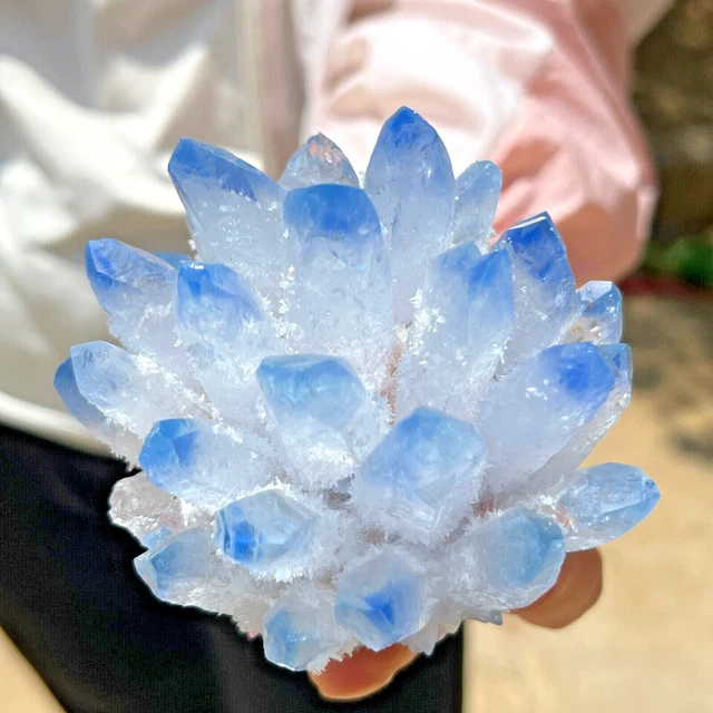 478G New Find blue Phantom Quartz Crystal Cluster Mineral Specimen Healing 2