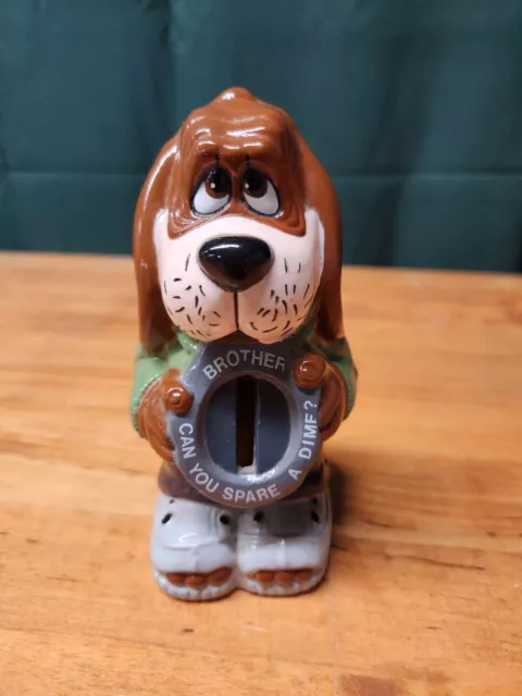 Homeless Hound Piggy Bank Spare Change 1980's J.S.N.Y Plastic