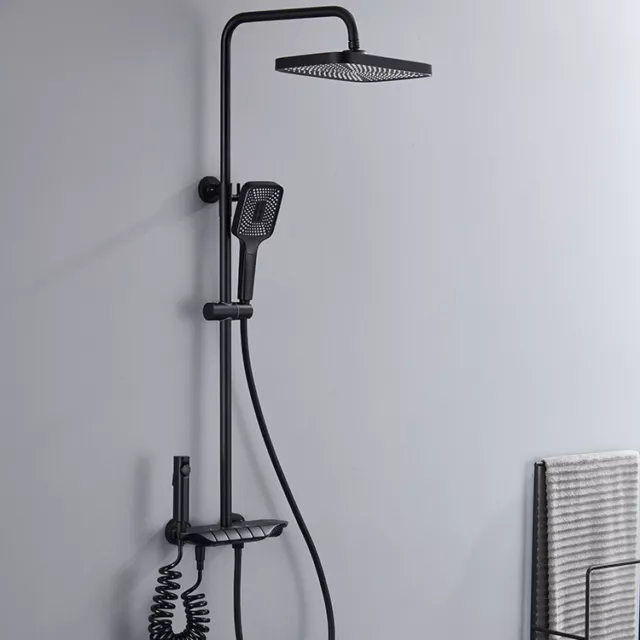 4 Function Button Piano Key Digital Shower Faucet Mixer Set Rainfall Head Unit