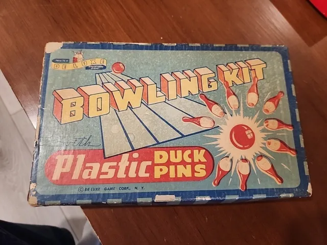 Vintage 1950's Wooden Duck Pins Game no.603 orig box Concord Toy Co. USA  Bowling