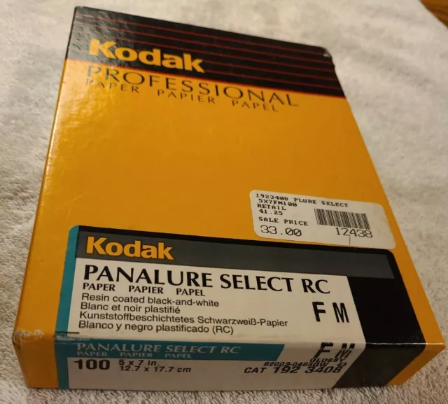 Kodak Pro Panalure Select RC FM Glossy Photo Paper 5" x 7" 100 Sheet Box. B & W.