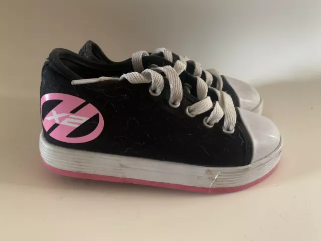 Girls Heelys size 12,  2 wheel trainers BLACK PINK Good used Condition