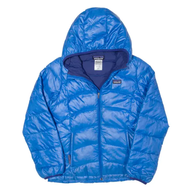 PATAGONIA Down Insulated Lightweight Girls Puffer Jacket Blue Nylon Hooded 10Y