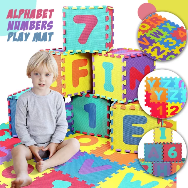 36pcs Souple Mousse Sol Carreaux Emboîtement Enfants Alphabet & Numéro Puzzle