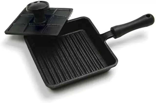 Mini Cast Iron Panini Pan with Press