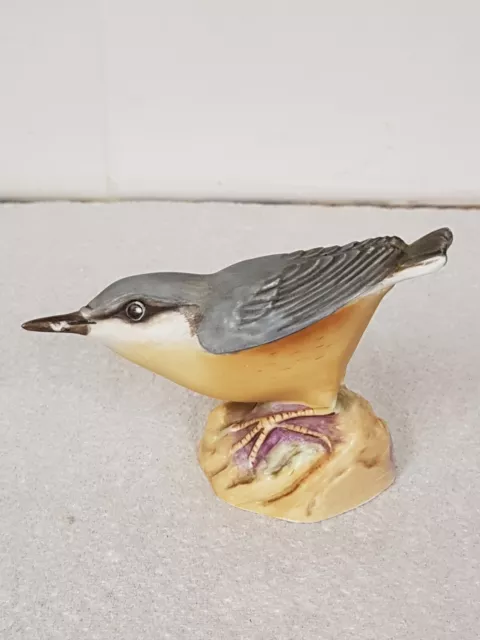Vintage Royal Worcester Bone China Bird Figurine - NUTHATCH - #3334 Signed WB