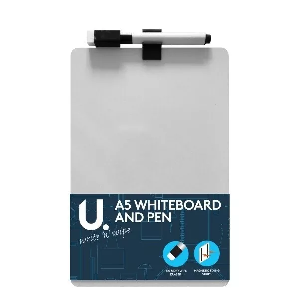 A4 / A5 Dry Wipe Whiteboard Notice Memo White Board Pen & Eraser